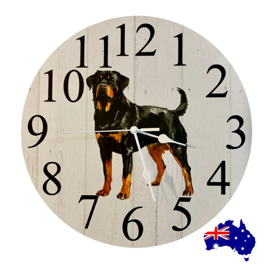 Clock Wall Dog Rottweiler 30cm 60cm Aussie Made