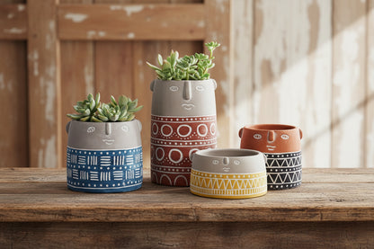 People Planter Pot Vase - Cement Garden Flower Pot