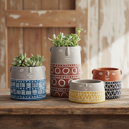 People Planter Pot Vase - Cement Garden Flower Pot