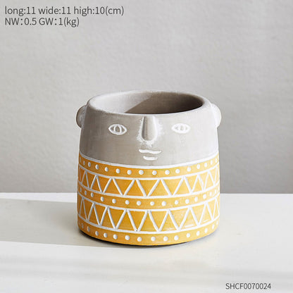 People Planter Pot Vase - Cement Garden Flower Pot