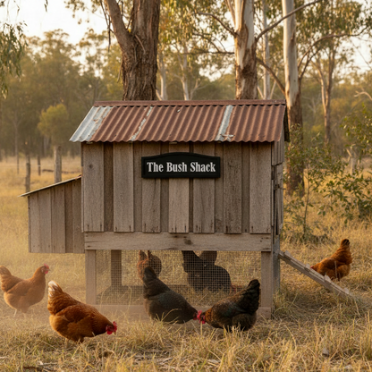 Wooden The Bush Shack Chicken Coop Sign
