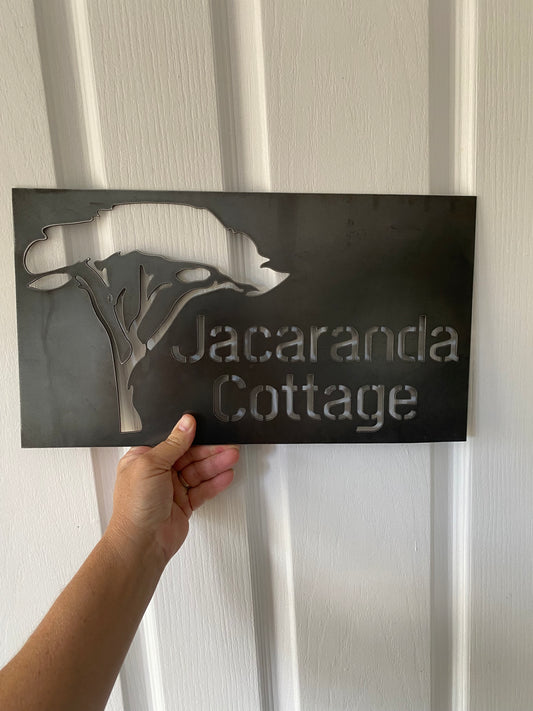 Custom Jacaranda Tree Sign | Personalised Rusty Steel Metal Sign | Australian Made