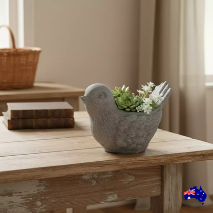 Planter Pot Little Bird Aussie Handmade Concrete