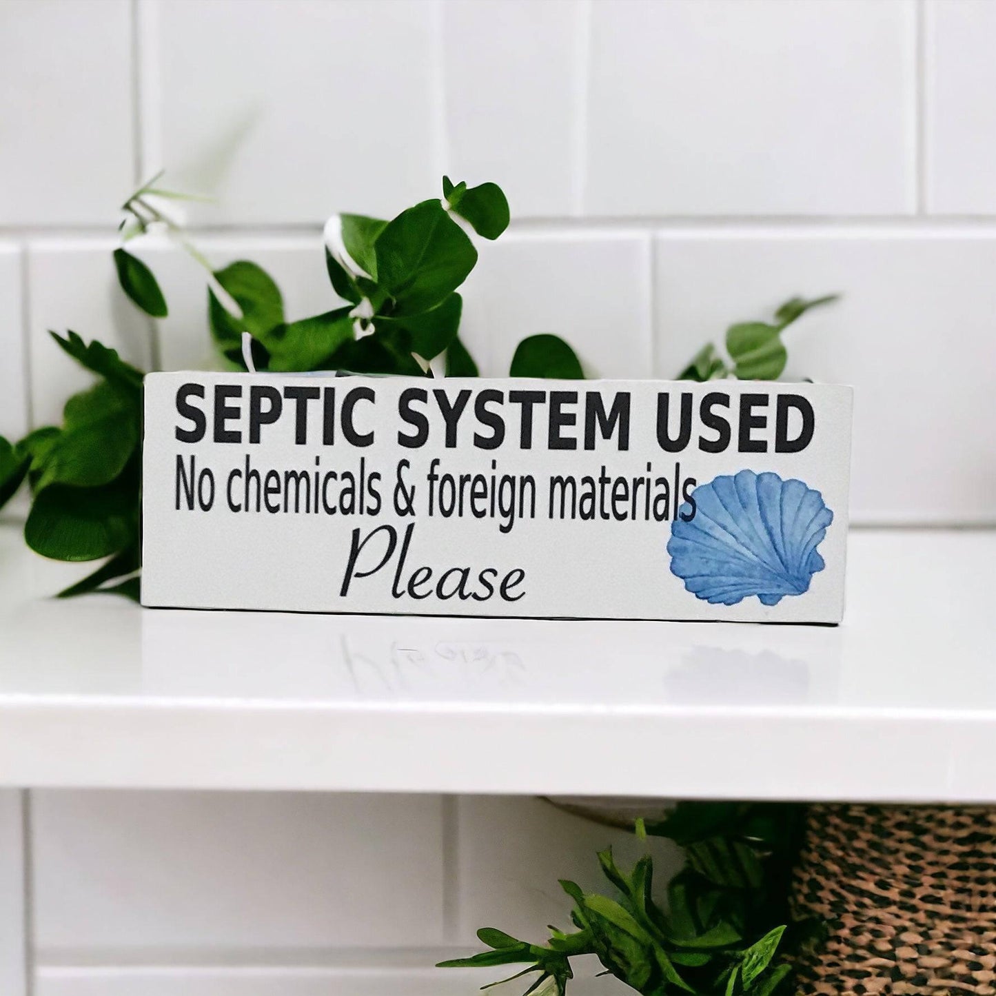 Toilet Septic System Blue Shell Beach Sign - The Renmy Store Homewares & Gifts 