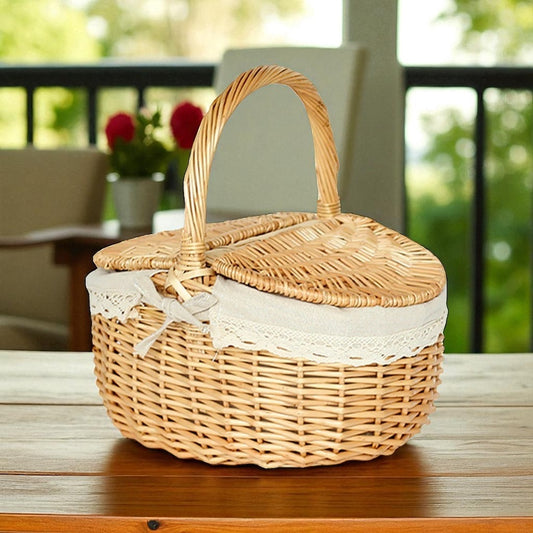 Basket with Lid Picnic Shopping Country Style