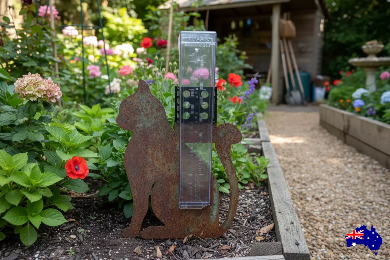 Rain Gauge Cat Kitty - Stake or Wall Mount - Aussie Made