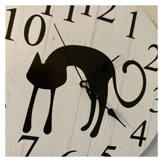 Clock Wall Cat Kitty 30cm 60cm Aussie Made