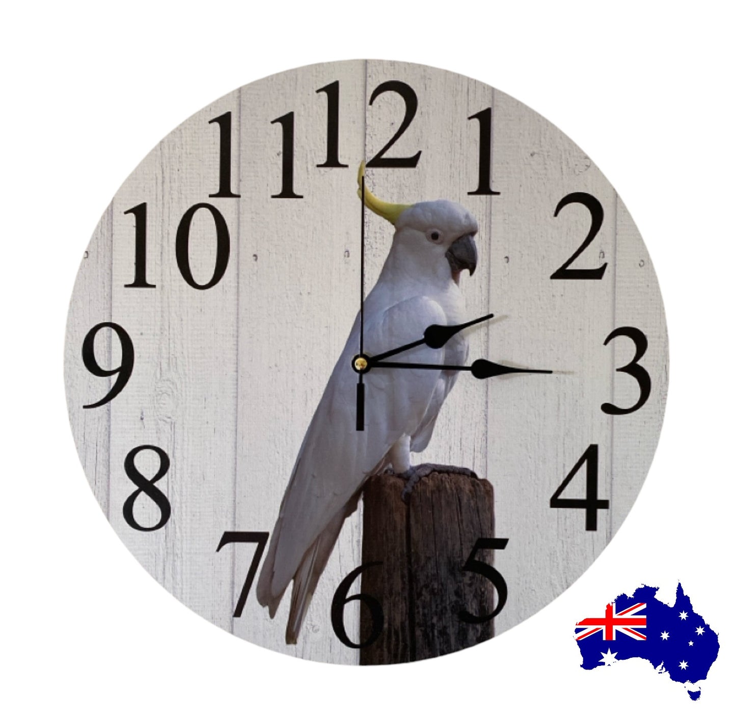 Clock Wall Bird Cockatoo Aussie Made