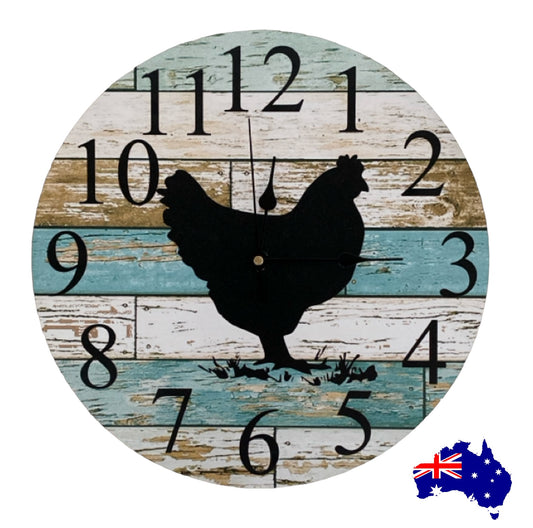 Clock Wall Farmhouse Chicken Aussie Made
