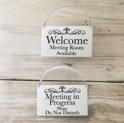 Meeting in Progress Room Available Hanging Black Sign - The Renmy Store Homewares & Gifts 