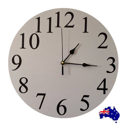 Clock Wall Light Grey Aussie Made