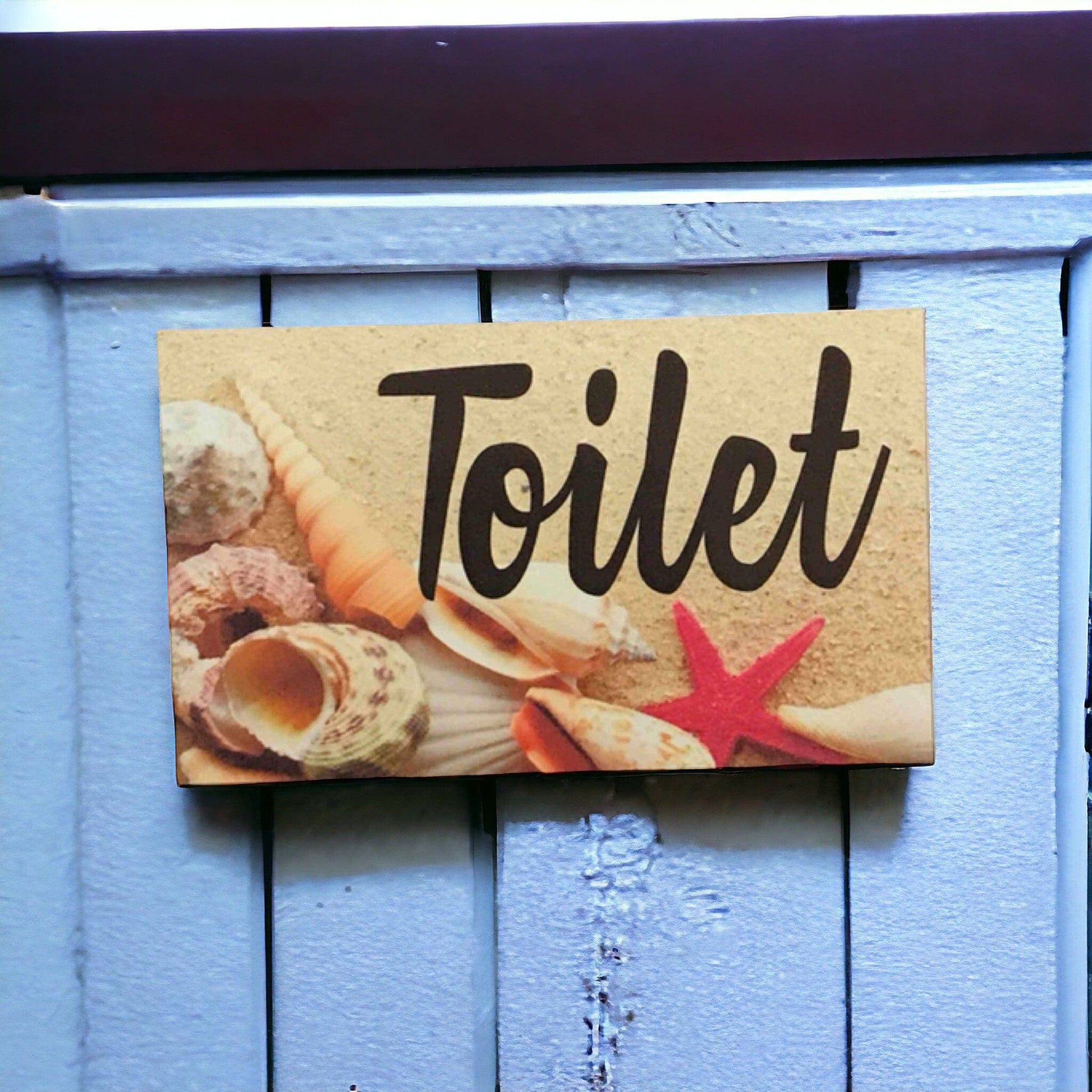 Beach Shells Starfish Toilet Laundry Bathroom Sign - The Renmy Store Homewares & Gifts 