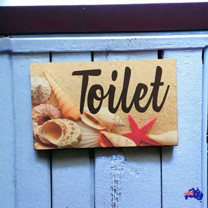 Beach Shells Starfish Toilet Laundry Bathroom Sign - The Renmy Store Homewares & Gifts 