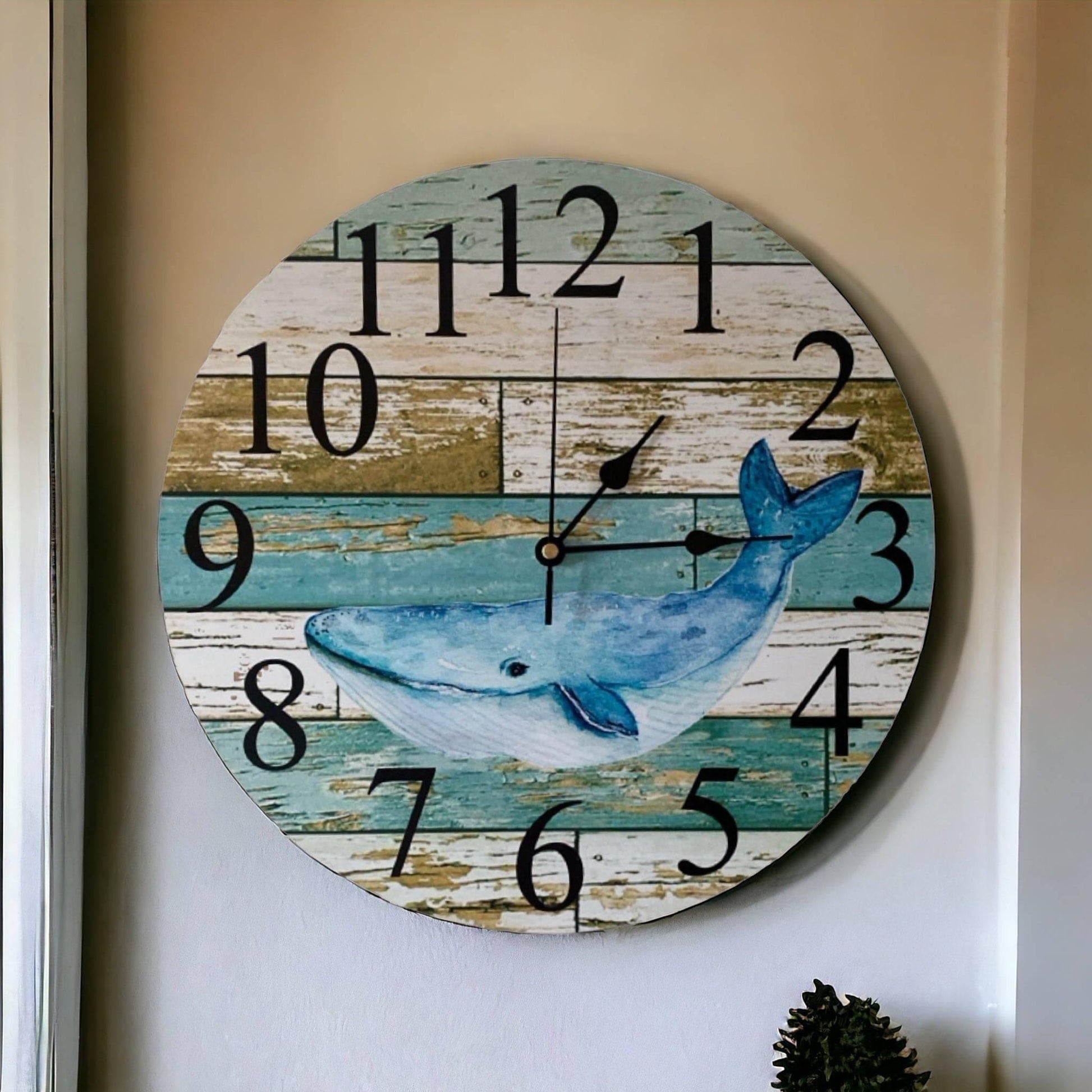 Clock Wall Whale Coastal Aussie Made - The Renmy Store Homewares & Gifts 