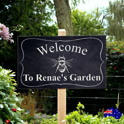 Welcome Personalised Custom Garden Bee Sign - The Renmy Store Homewares & Gifts 