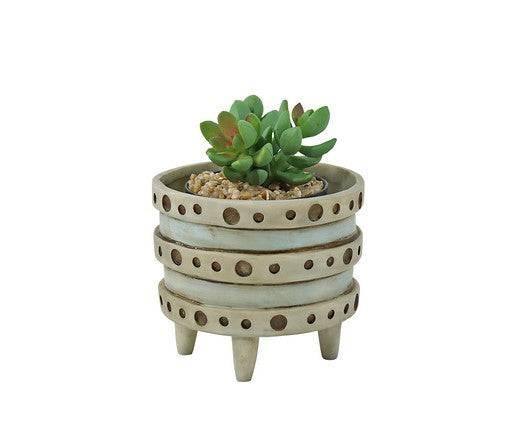 Pot Planter Funky Vera Dot Grey Blue - The Renmy Store Homewares & Gifts 