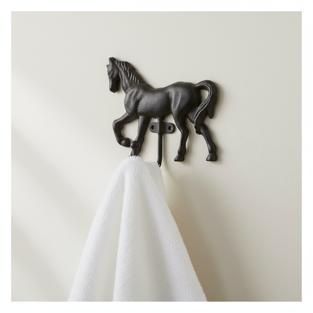 Horse Hook Rustic Cast Iron Prancing - Wall Hanger Decor
