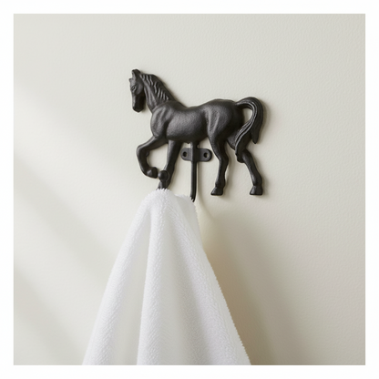 Horse Hook Rustic Cast Iron Prancing - Wall Hanger Decor