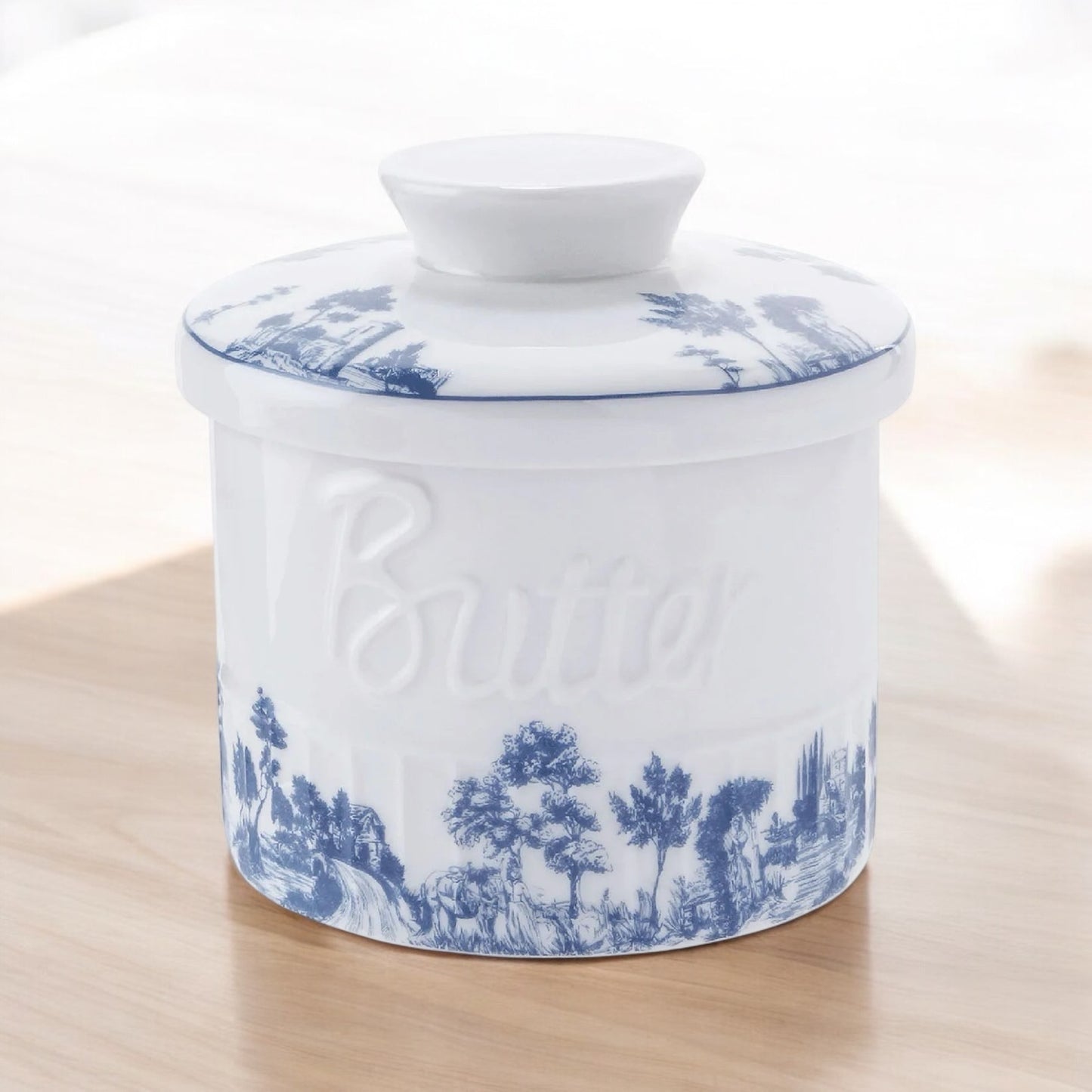 Butter Crock French Provincial Blue