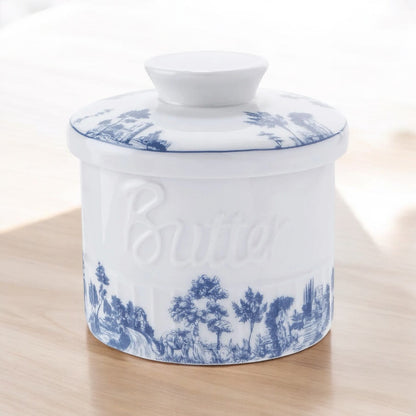 Butter Crock French Provincial Blue