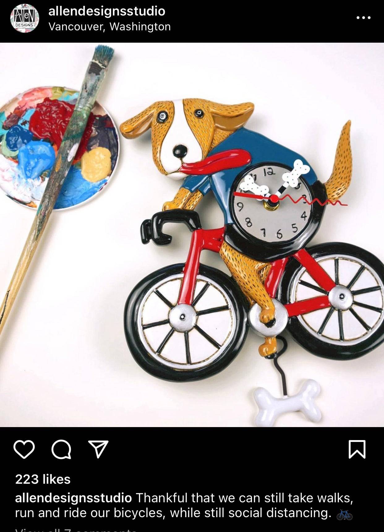 Clock Wall Dog Bicycle Allen Designs Pendulum - The Renmy Store Homewares & Gifts 