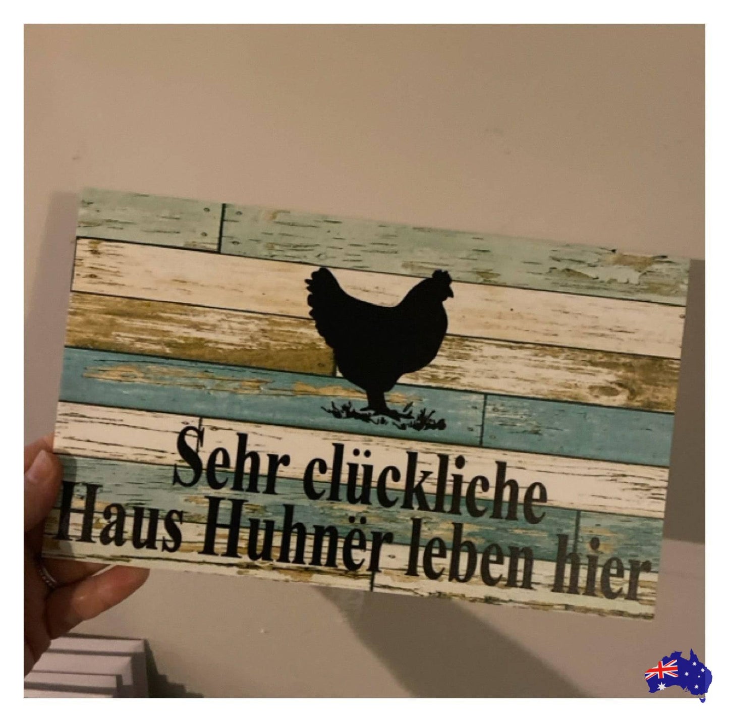 Chicken Hen Custom Personalised Sign Rustic Blue - The Renmy Store Homewares & Gifts 