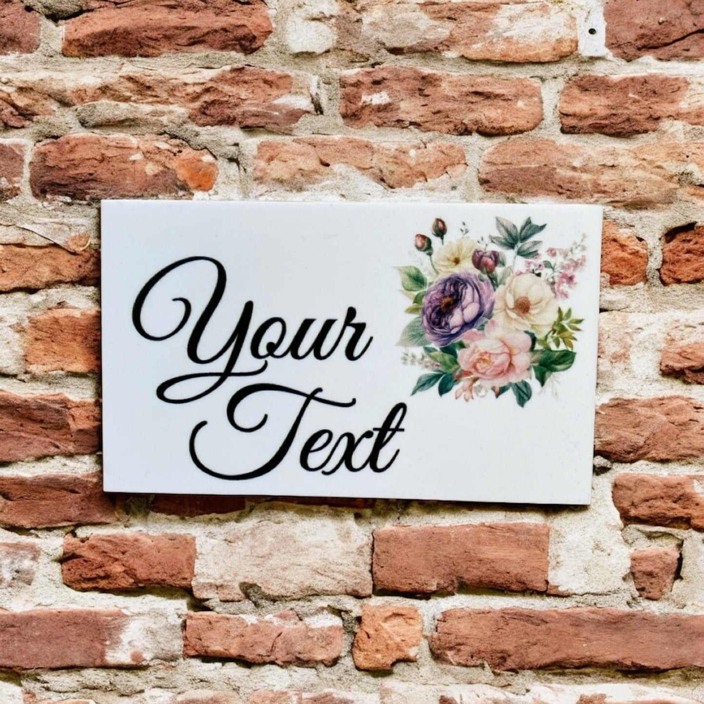 Floral Mauve Pink White Garden Custom Personalised Sign - The Renmy Store Homewares & Gifts 