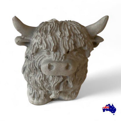 Highland Cow Set of 2 Aussie Handmade Concrete Country Decor