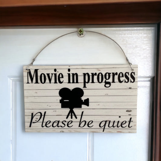 Movie In Progress Please Be Quiet Vintage Sign - The Renmy Store Homewares & Gifts 