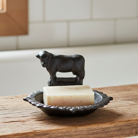 Soap Dish Cow Cast Iron 12.6cm x 11cm Farmhouse Bathroom