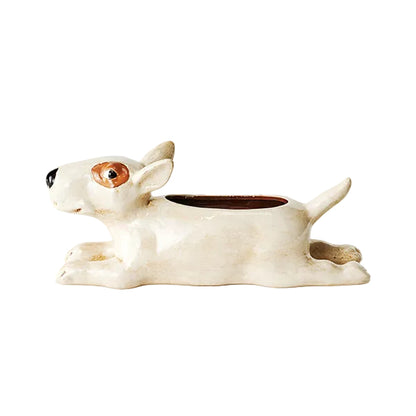 Bull Terrier Dog Planter | Ceramic Plant Pot | 33cm
