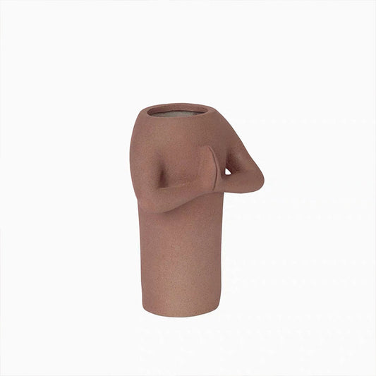 Zen Grateful Hands Vase Planter Pot - Ceramic Terracotta