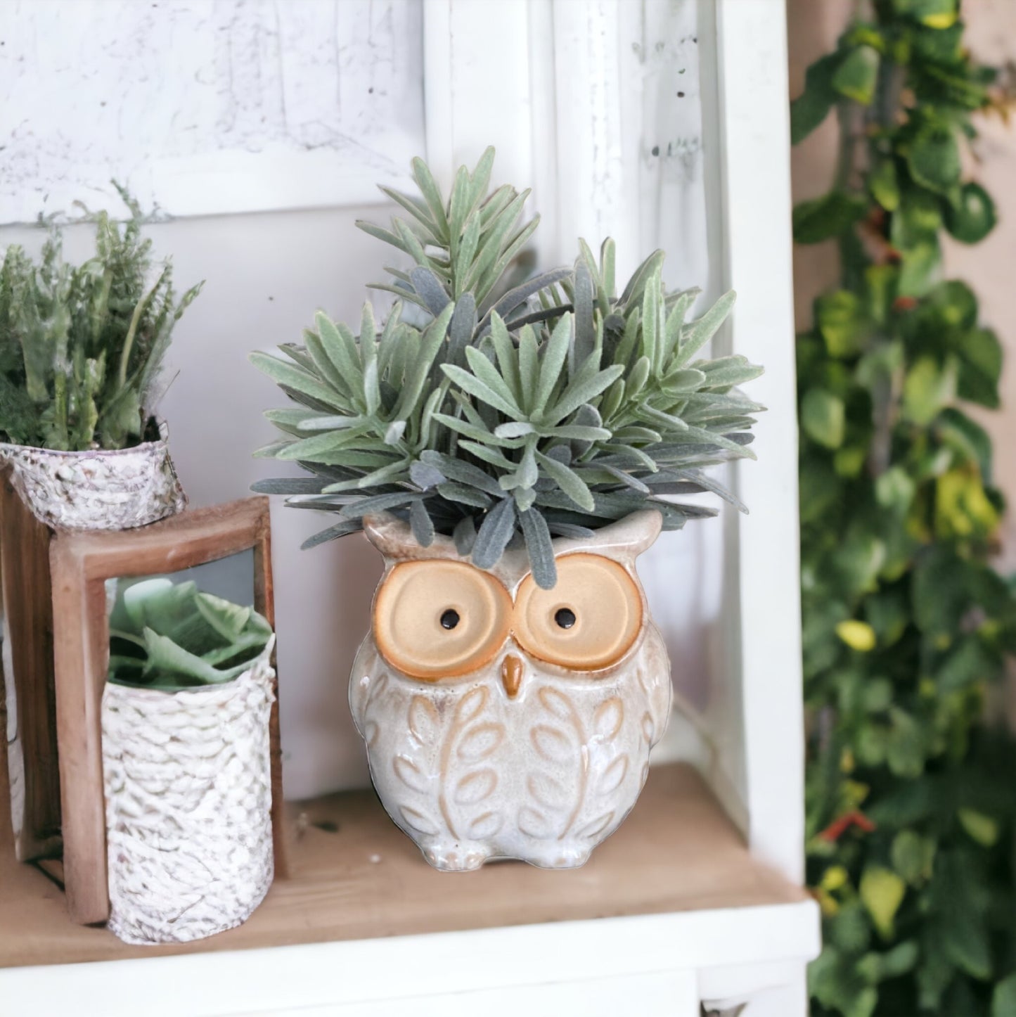Plant Pot Planter Owl Natural
