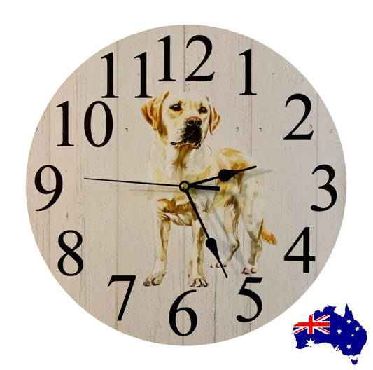 Clock Wall Dog Labrador Golden Retriever 30cm 60cm Aussie Made