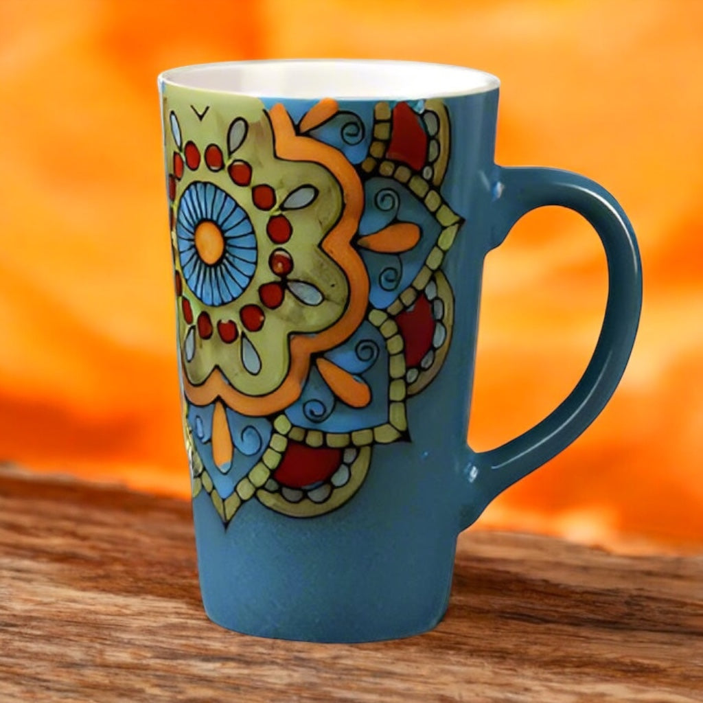 Mug Cup Tea Coffee Mandala Boho Blues