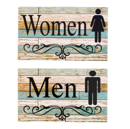 Toilet Door Men Women Rustic Blue Sign - The Renmy Store Homewares & Gifts 