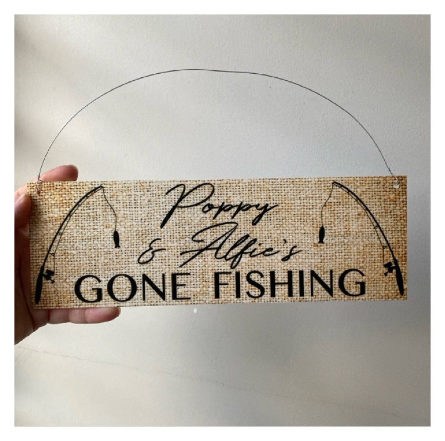 Gone Fishing Vintage Hesh Custom Sign - The Renmy Store Homewares & Gifts 