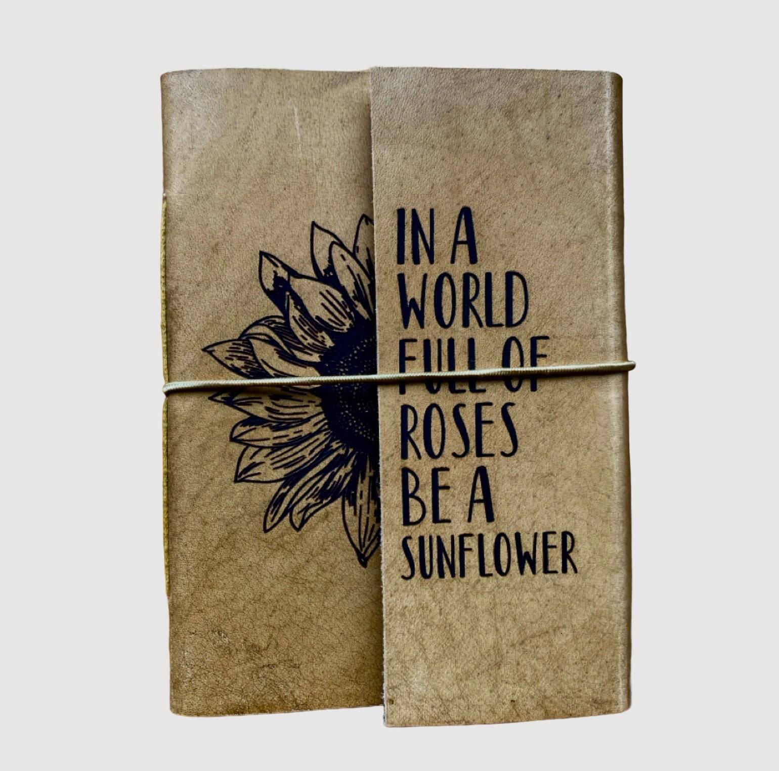 Journal Leather Diary Note Book Sunflower - The Renmy Store Homewares & Gifts 