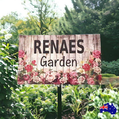 Floral Garden Rose Personalised Custom Sign - The Renmy Store Homewares & Gifts 