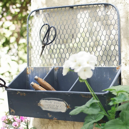 Wall Garden Rustic Metal Storage Organiser Gardener