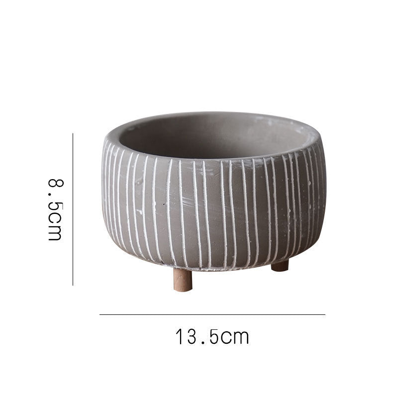Cement Planter Pot with Legs - Natural Earth Tones 4 Sizes