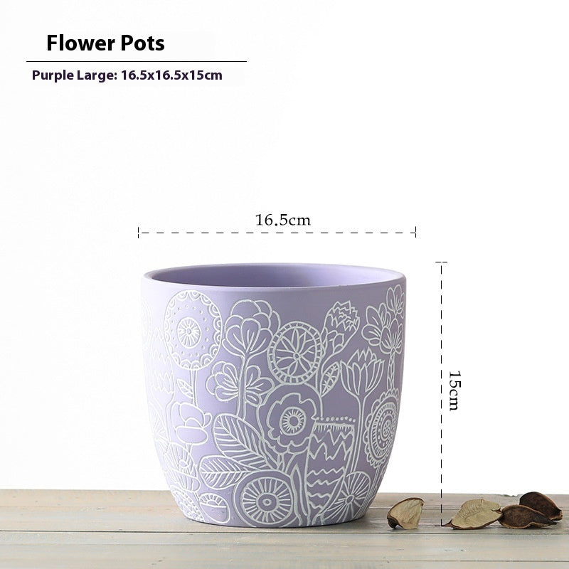 Planter Pot Floral Flowers Ceramic