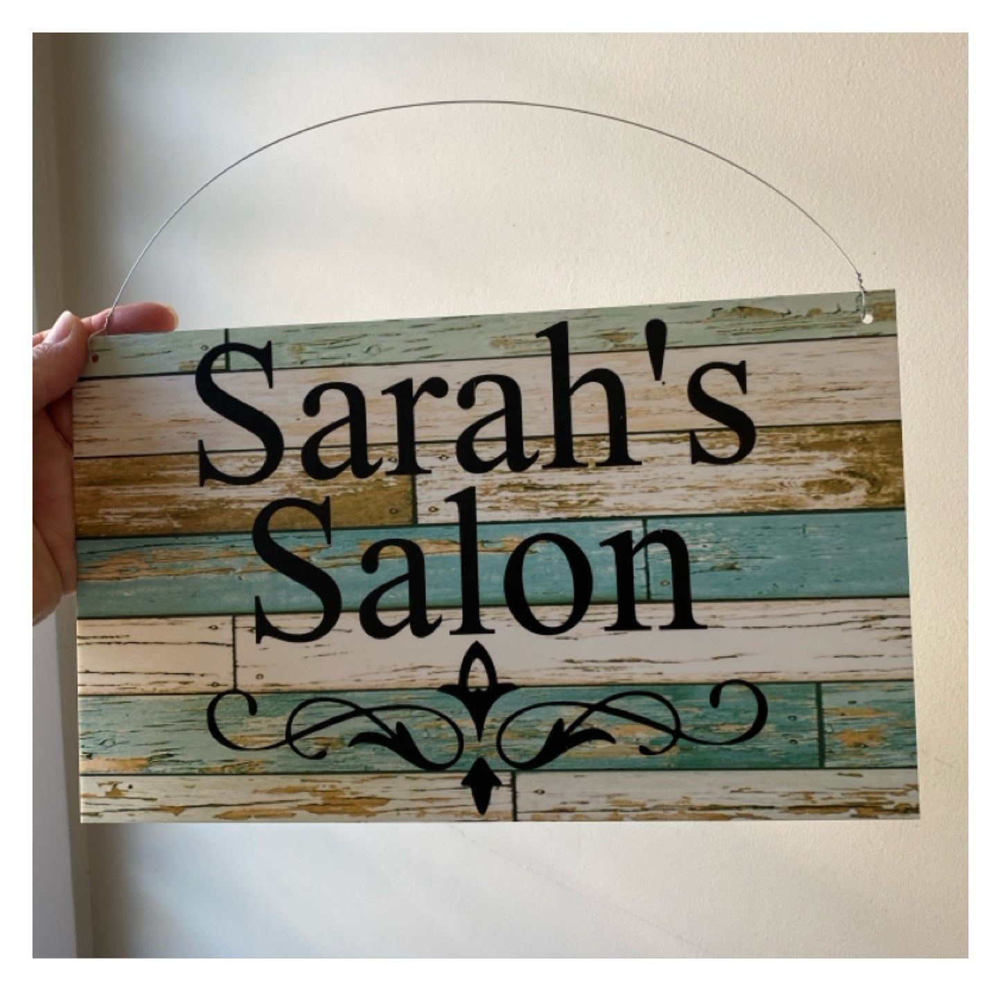 Custom Personalised Blue Timber Look Sign - The Renmy Store Homewares & Gifts 