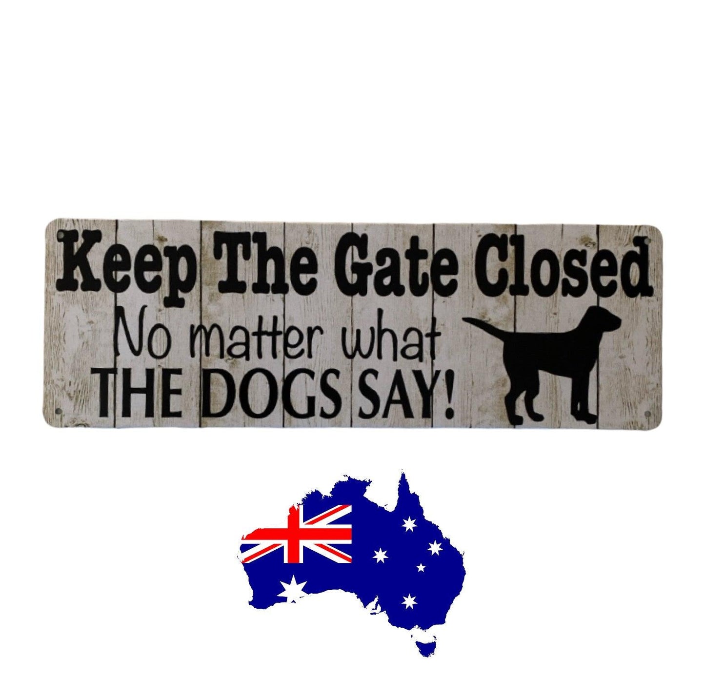 Metal Tin Keep The Gate Closed Dogs Sign - The Renmy Store Homewares & Gifts 