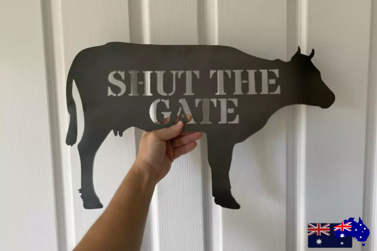 Custom Cow Gate Sign - Personalised Rusty Metal Steel Sign - Australian Made