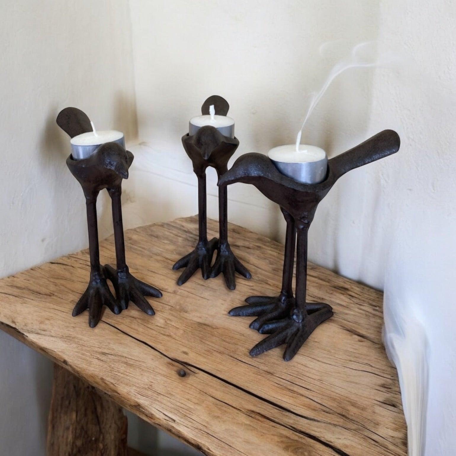 Candle Holder Bird Cast Iron Rustic - The Renmy Store Homewares & Gifts 