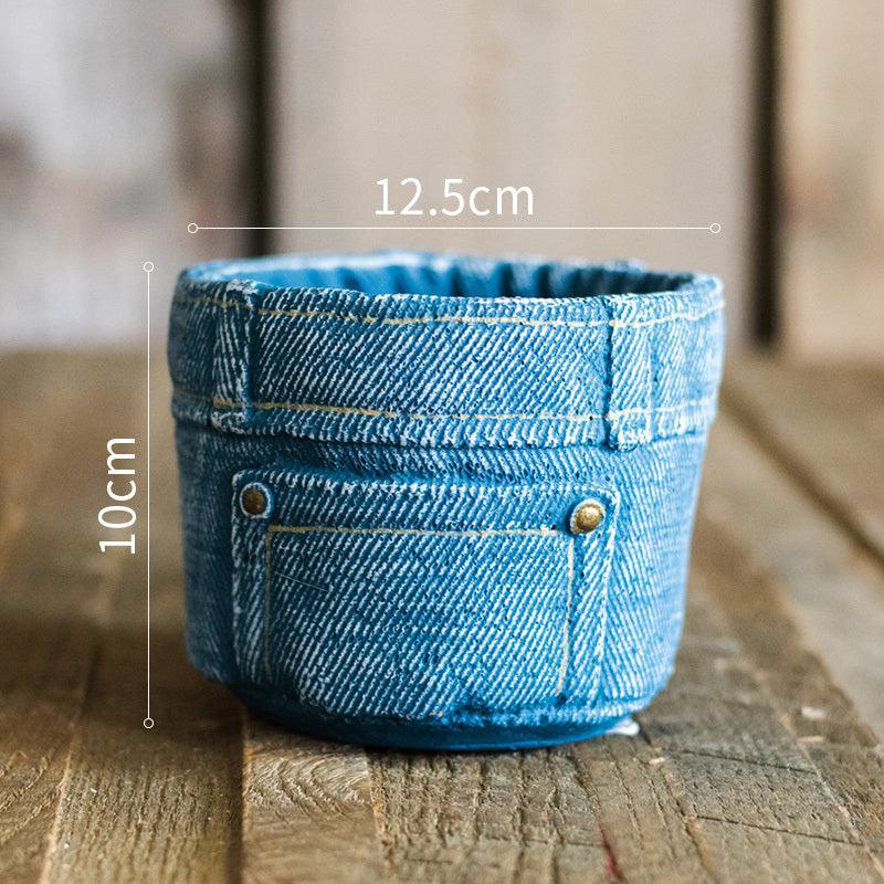 Planter Pot Jeans Rustic Denim Garden - The Renmy Store Homewares & Gifts 