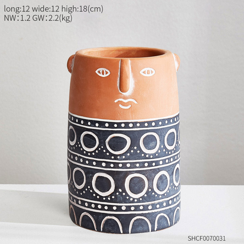 People Planter Pot Vase - Cement Garden Flower Pot