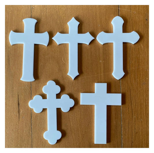 Cross Set of 5 Vintage White Religious Décor - The Renmy Store Homewares & Gifts 