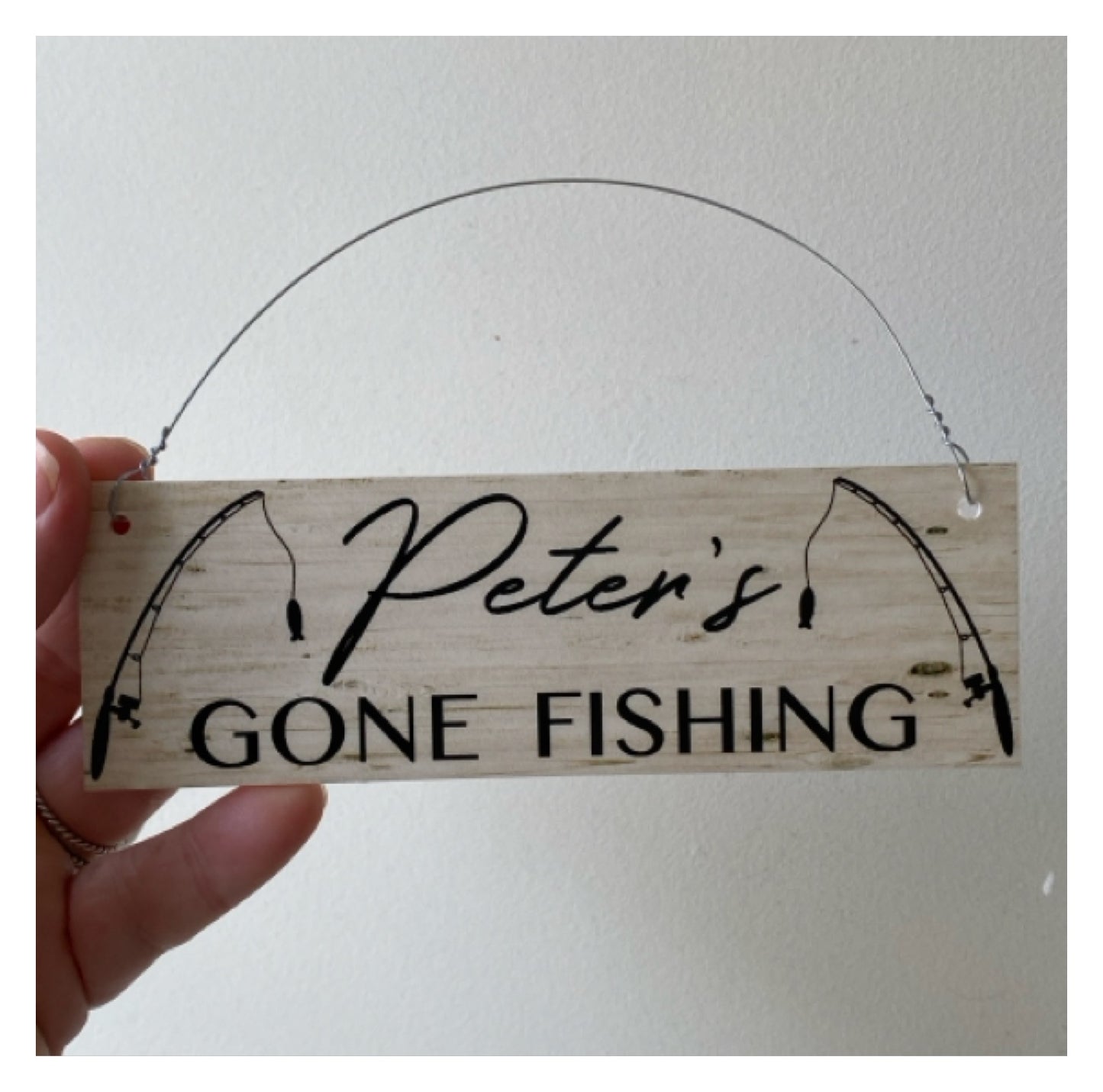 Gone Fishing Rustic Personalised Custom Sign